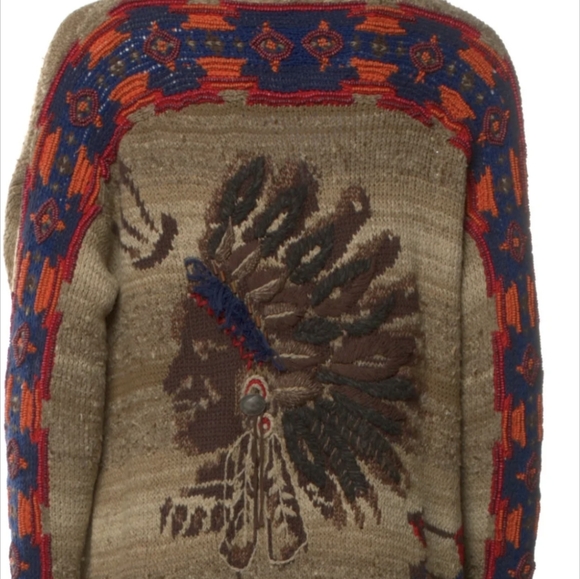 Ralph Lauren Handknit Southwestern Indian Head Blanket Cardigan Poncho XXS Japan - Picture 7 of 13